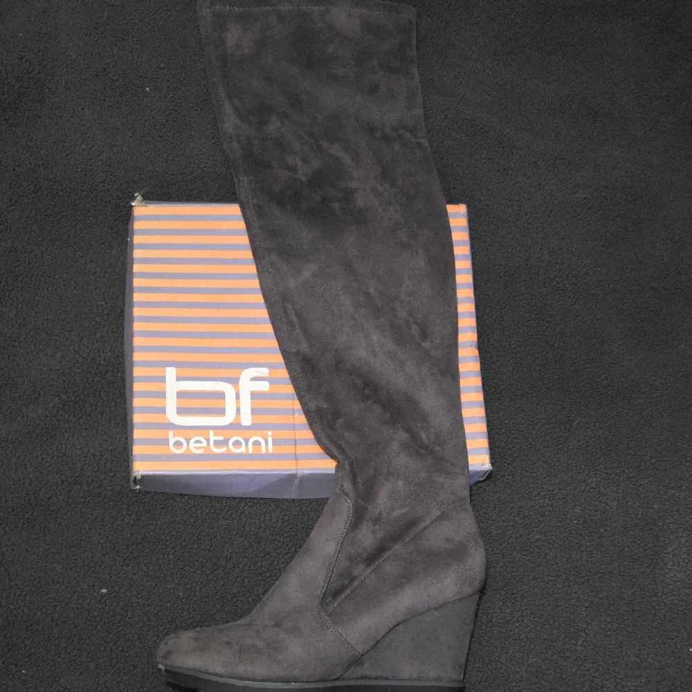 Betani Grey Suede Over the Knee Boots